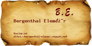 Bergenthal Elemér névjegykártya